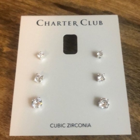 Charter Club Cubic Zirconia Trio Stud Set - Picture 3 of 3